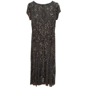 N w/o Tags Pisarro Nights Beaded Mesh Midi Cocktail Dress